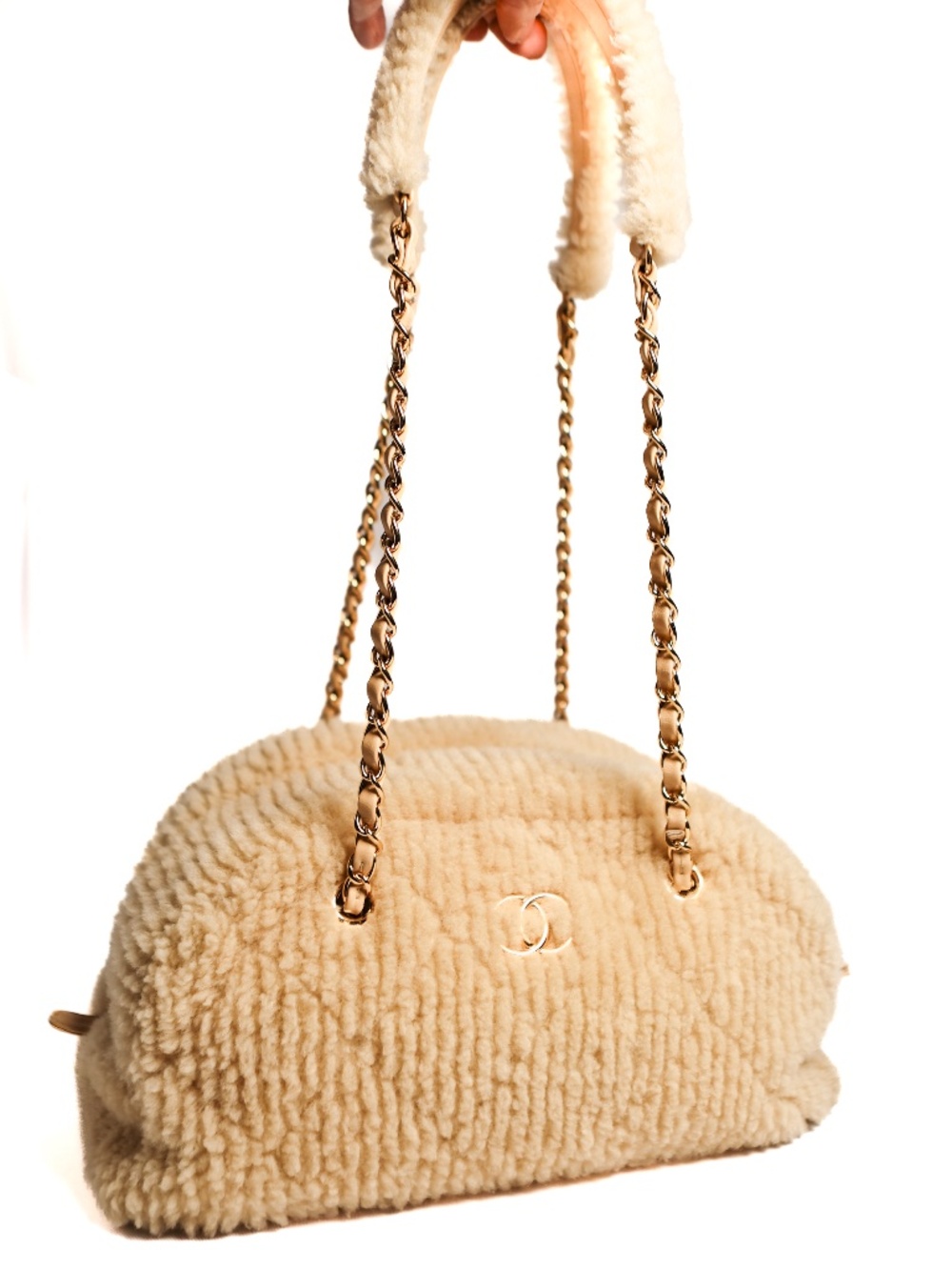 Chanel Large Quilted Shearling Bowling Bag - Picture 2 of 7